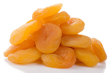 Dried apricot isolated on white background.