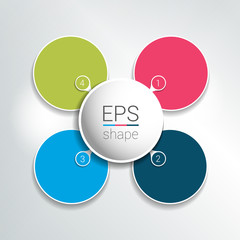 Round infographic 4 steps net flow chart. Diagram, graph, chart, flowchart, banner template. Vector.