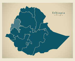 Modern Map - Ethiopia with regions ET