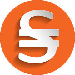 Ukraine currency sign icon, paper style