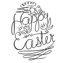 Vector Happy Easter lettering in egg silhouette