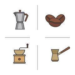 Coffee color icons set