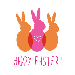 Happy Easter, Easter Bunny with heart