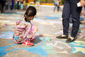 ASTANA, KAZAKHSTAN - SEPTEMBER 08, 2013: Astana central park children festival of ground paintings...
