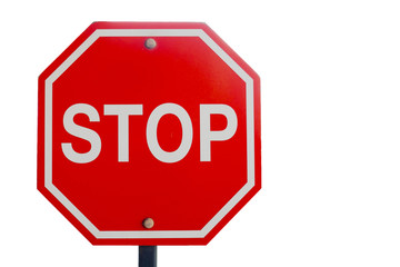 Isolated "stop" sign post