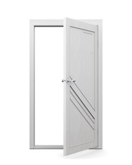 3d image of door on a white background. Open door.