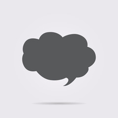 Flat vector icon. On a gray background with shadow. Speech bubbl