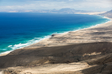 Cofete beach, view from Jandia peninsula, Fuerteventura, Canary Islands, Spain