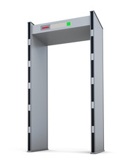 Metal detector door isolated on white background. 3d rendering.
