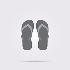 Flat vector icon. On a gray background with shadow. Flip flops.