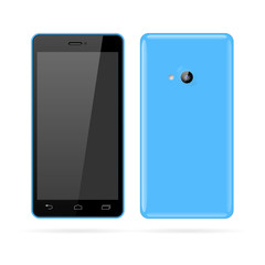 Realistic vector of blue smartphone.