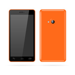 Realistic vector of orange smartphone.