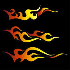 Flame fire vector. Set of colored tribal flames. It can be used for tattoos and other designs, as well as the creation of a logo or template.