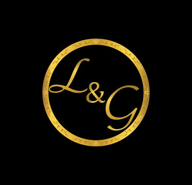 LG initial wedding in golden ring