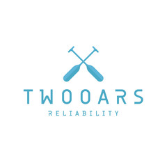 Two Oars Sign Monogram Logo in Minimalism Flat Illustration