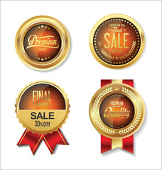 Golden retro labels collection