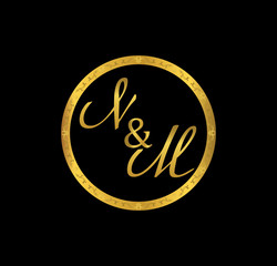 NM initial wedding in golden ring