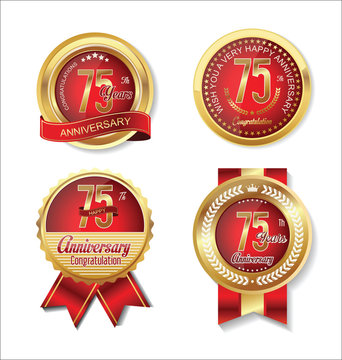 Anniversary golden badges collection 75 years