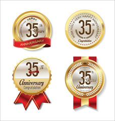 Anniversary golden badges collection 35 years