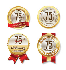 Anniversary golden badges collection 75 years