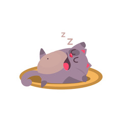 Cat Sleeping And Snoring Adorable Emoji Flat 