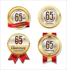 Anniversary golden badges collection 65 years