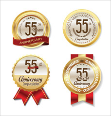 Anniversary golden badges collection 55 years