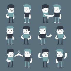 Flat Simple Characters two friends in different situations