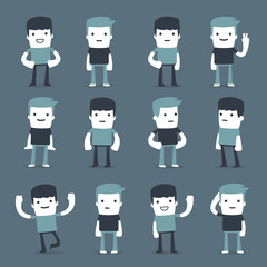 Flat Simple Characters two friends in different situations