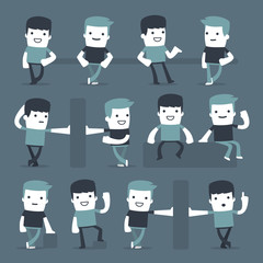 Flat Simple Characters two friends in different situations