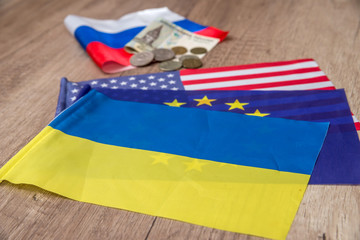 flag of america, europe and ukraine