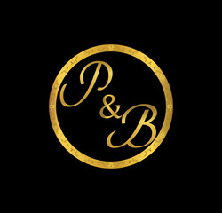 PB initial wedding in golden ring