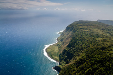 Fototapeta na wymiar Molokai island coastline view from above