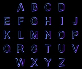 3d font isolated on black background
