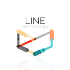 Linear abstract logo, connected multicolored segments of lines geometrical figure