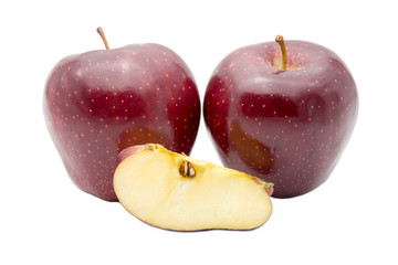 Fresh red apples on white background