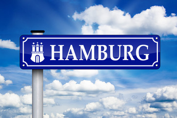Wegweiser Antik mit Hamburg Stadtwappen