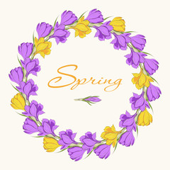 crocus wreath 2 purple yellow