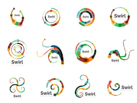 Vector swirl circle logo set