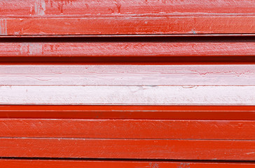 Close up red heap of U shape beam steel