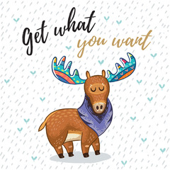 Vector card with awesome elk