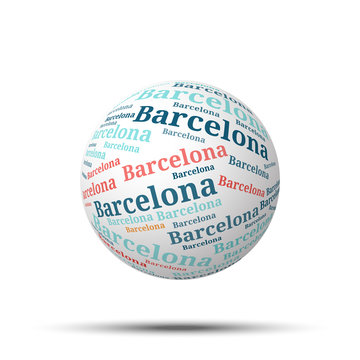 Tag cloud sphere Barcelona, isolated on white background