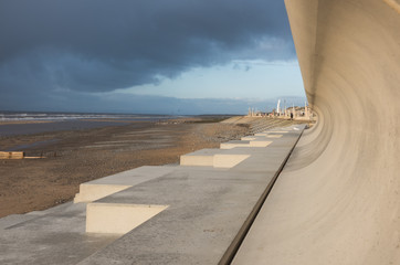 Cleveleys, North West England, 07/03/2014, Blackpool and cleveleys seafront flood defence wall system