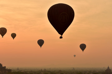 Balloon on a background of the beautiful sky and sunset, lifestyle, freedom and inspiration