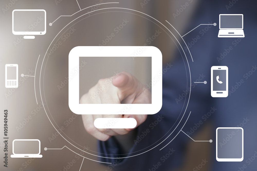Poster business button media connection computer virtual sign