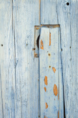 Detail of blue wooden door