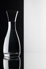 Glass of water on the black and white background