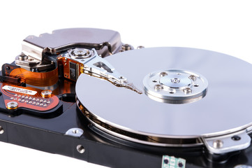 Hard disk open isolated on white background