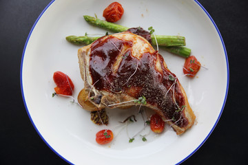 grilled pork chops with vegetables