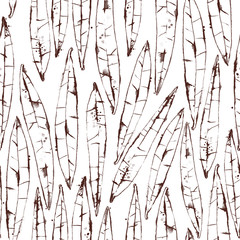 Seamless Pattern with Outlines Watercolor Willow Leaves